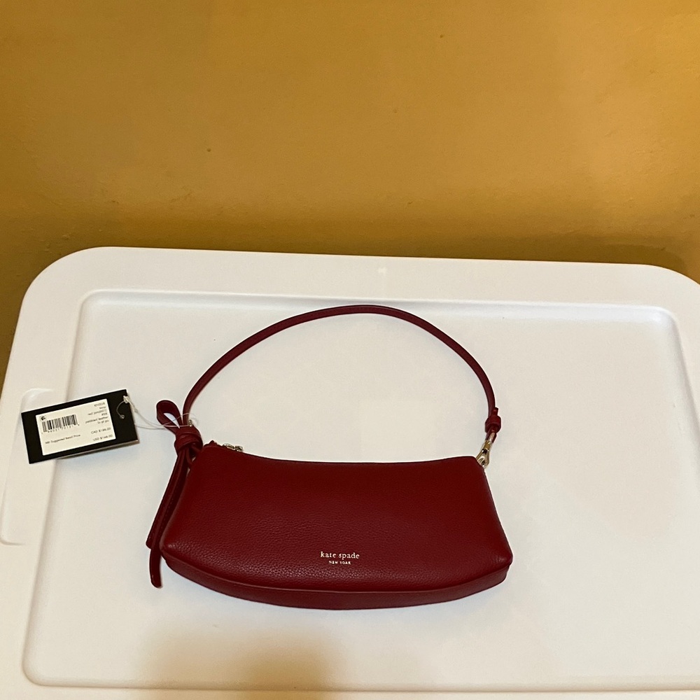 Kate Spade Loop SM Pebble Leather Shldr leather Pochette Red Jam